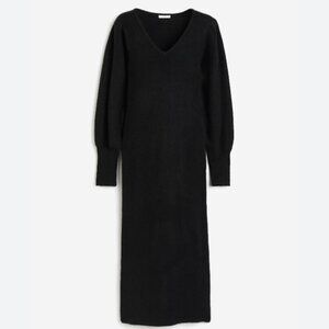 H&M MAMA Rib-Knit Dress in Black size Small